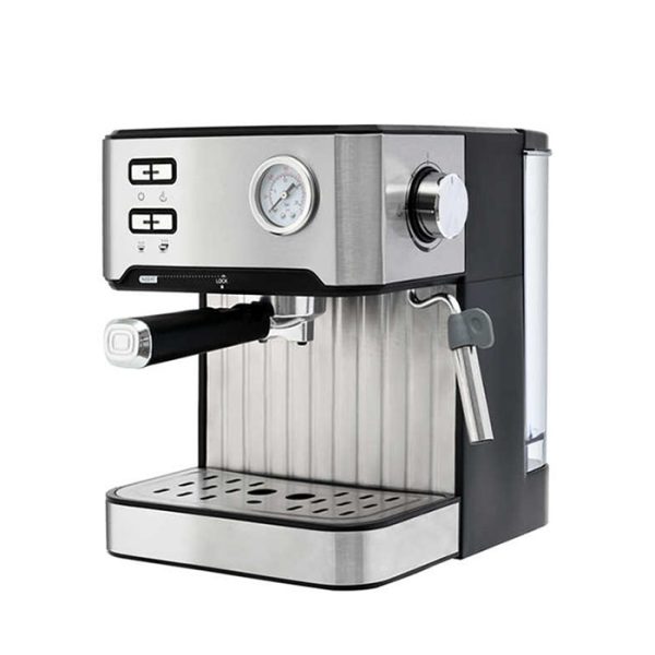 High Pressure 20 Bars Espresso Coffee Maker Silver Stainless Steel Milk Frother Semi-Automatic Coffee Machine